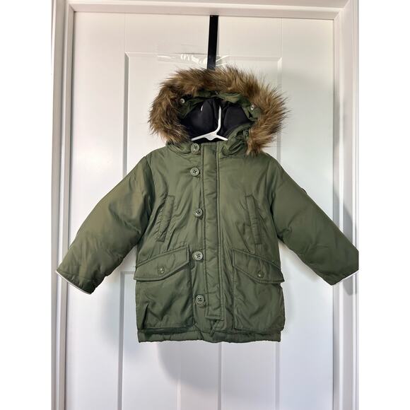 Gap Toddler Baby‎ Coldcontrol Max Hooded Parka Jacket Olive Green Size 2 Years - Picture 3 of 10